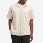Nanamica Men's Short Sleeve Open Collar Panama Shirt in Natural