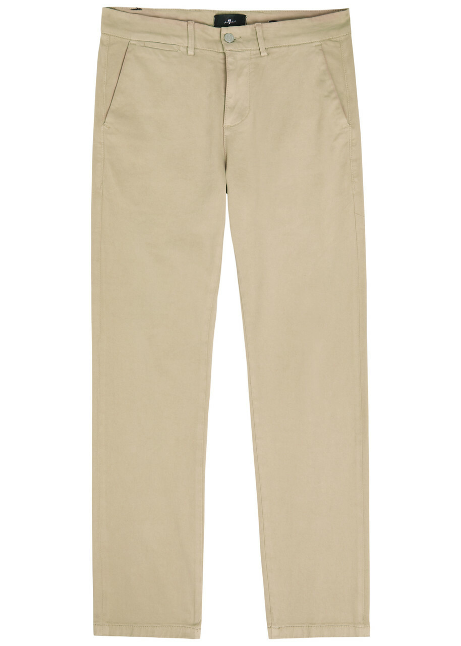 7 For All Mankind Slimmy Tapered-leg Cotton-blend Chino Trousers Sand