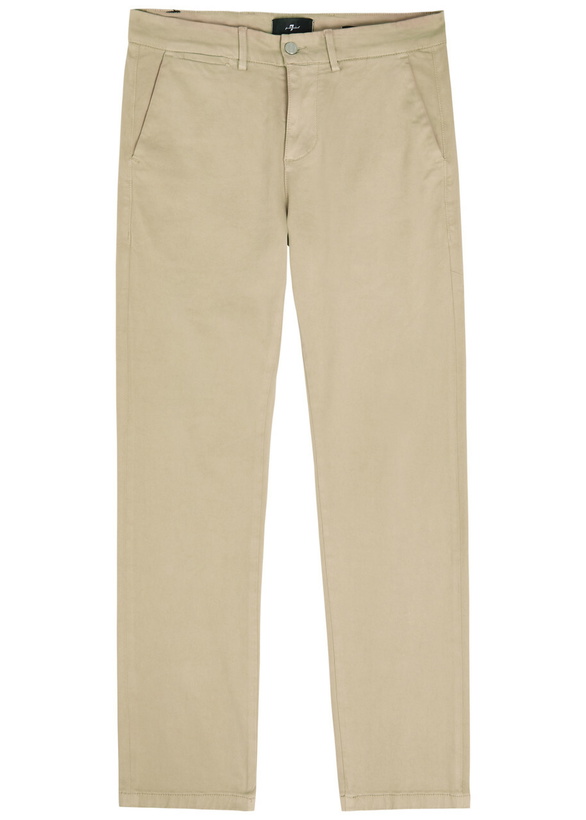 Photo: 7 For All Mankind Slimmy Tapered-leg Cotton-blend Chino Trousers Sand