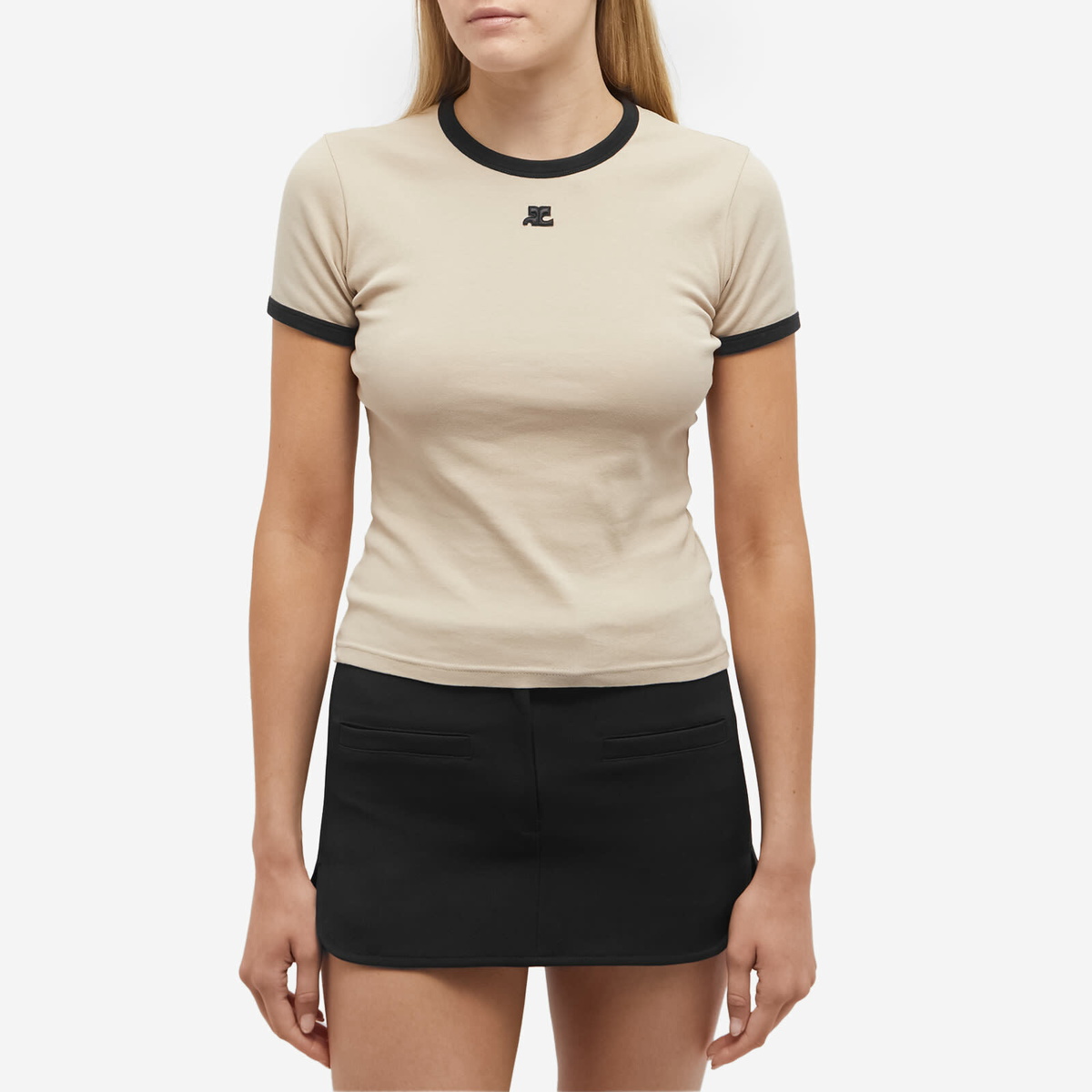 Courreges Women's Courrèges Bumpy Contrast T-Shirt in Coffee