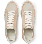 Brunello Cucinelli - Leather-Trimmed Suede and Ripstop Sneakers - Sand