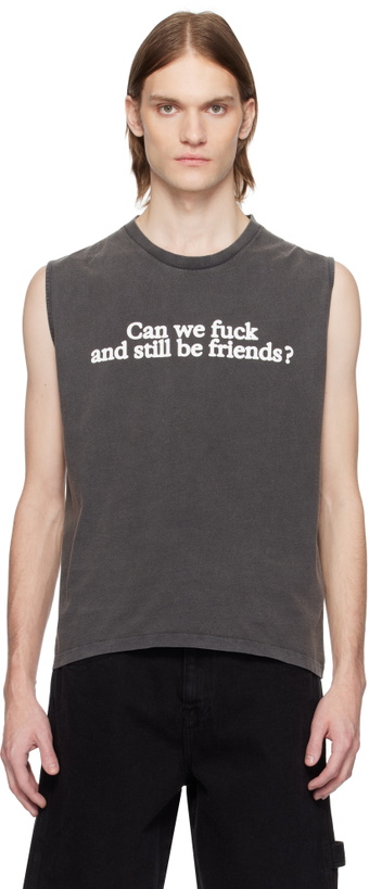 Photo: Carne Bollente SSENSE Exclusive Black Benefits With Friends Tank Top