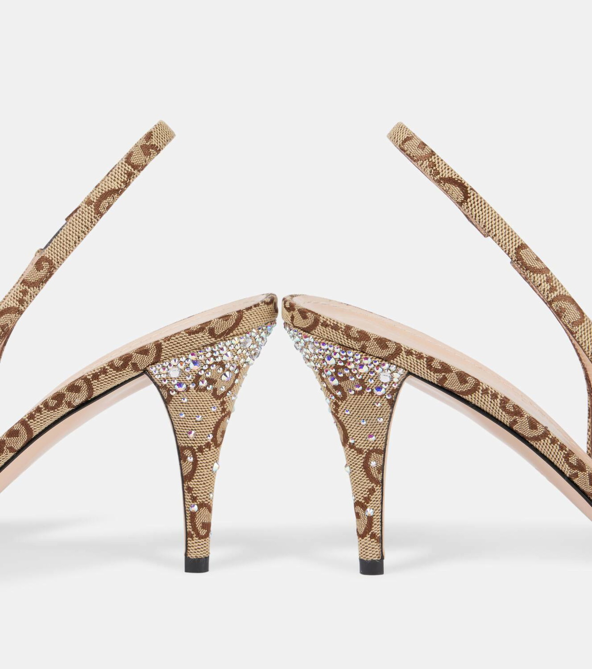 Gucci Horsebit GG Canvas crystal-embellished pumps Gucci