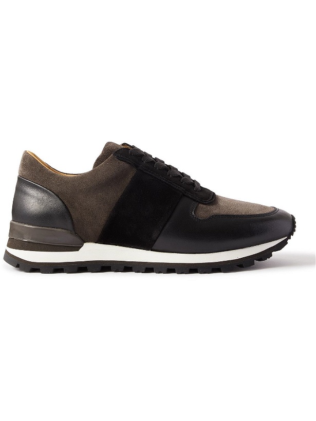 Photo: Mr P. - Panelled Suede and Leather Sneakers - Black