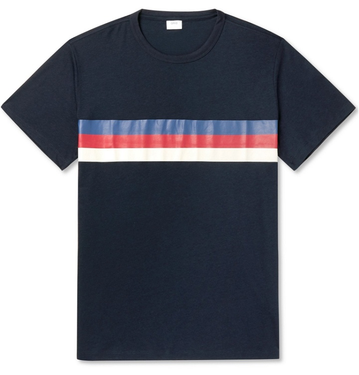 Photo: Onia - Johnny Striped Modal and Cotton-Blend Jersey T-Shirt - Blue