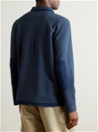 Folk - Signal Chambray-Trimmed Cotton-Jersey Half-Zip Sweatshirt - Blue