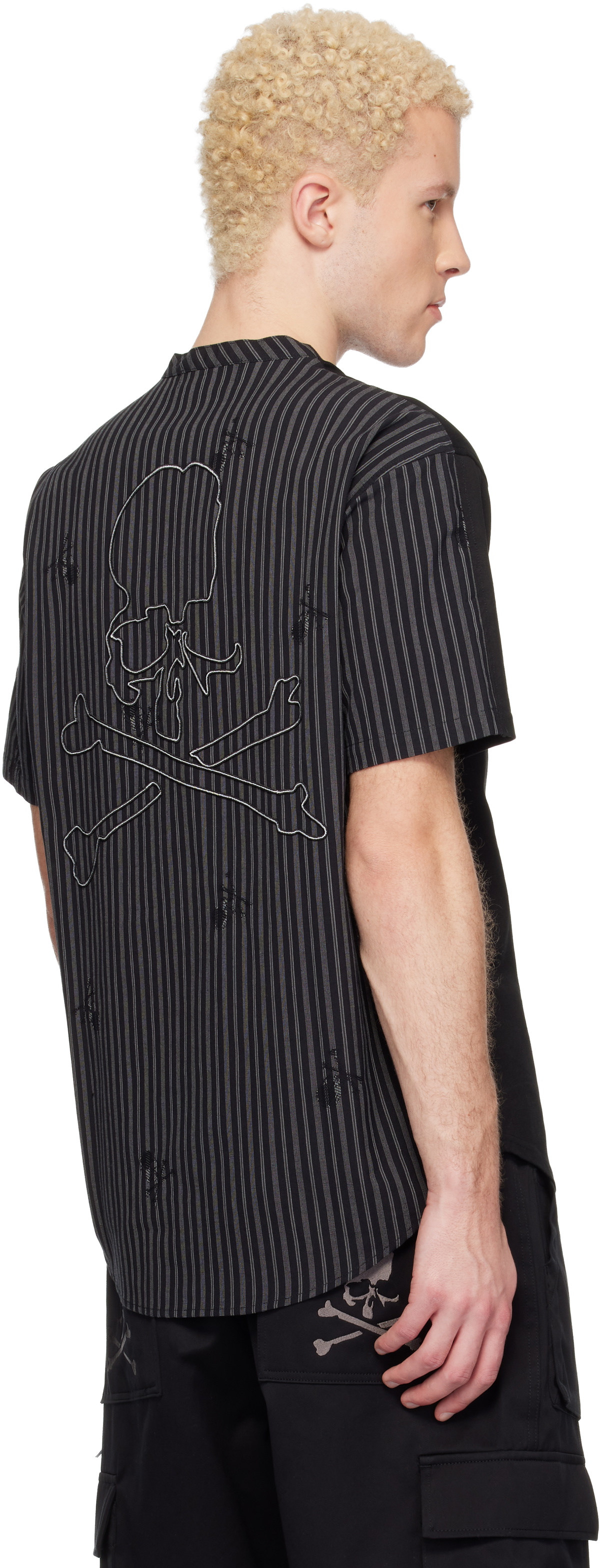 MASTERMIND WORLD Black MW Mixed-Fabric SS T-shirt