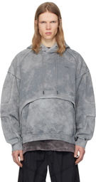 Juun.J Gray Racer Patched Dyed Hoodie