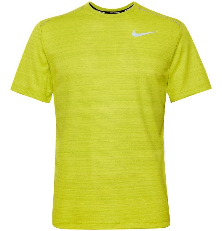 Photo: Nike Running - Miler Logo-Print Breathe Dri-FIT T-Shirt - Chartreuse