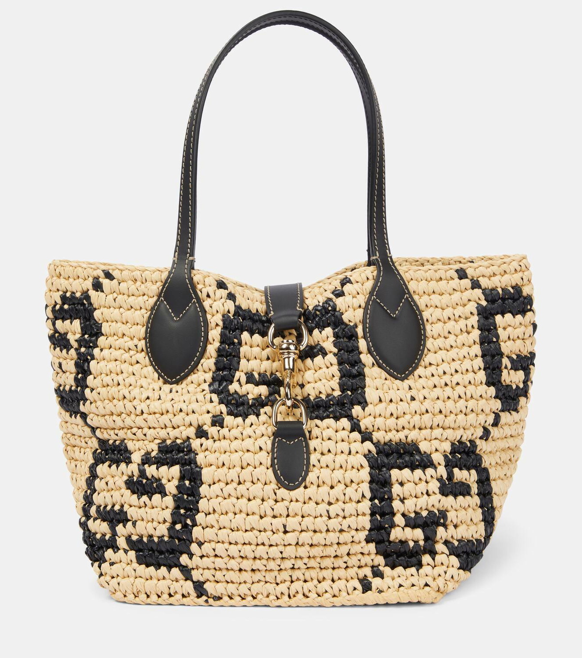 Gucci Summer Medium leather-trimmed basket bag Gucci