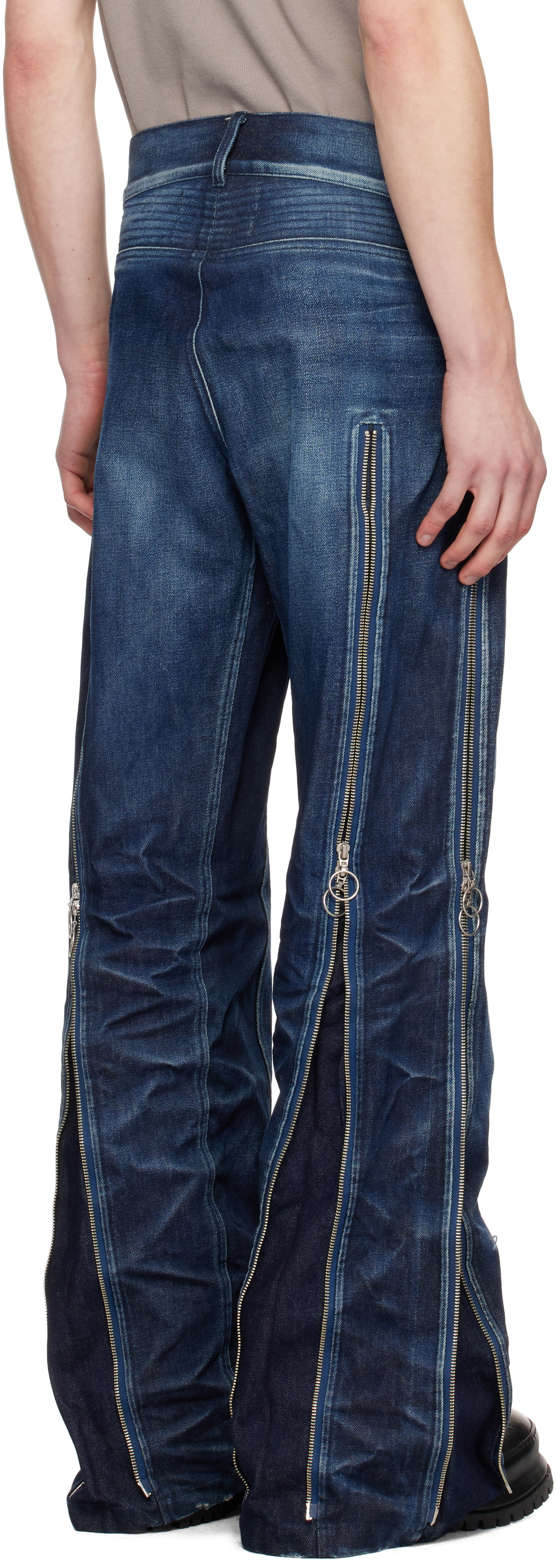 Charlie Constantinou Blue Adjustable Fit Zip Jeans