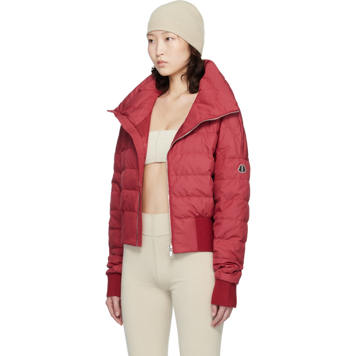 Rick Owens Moncler + Rick Owens Red Cropped Down Jacket