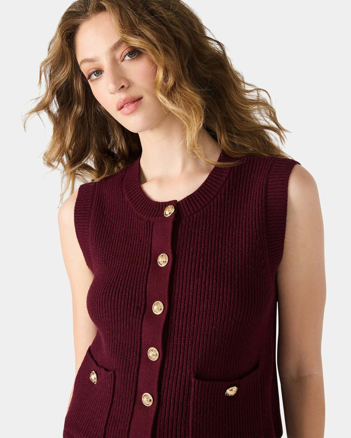 Steve Madden Aliya Sweater Vest Vests in Wine