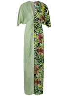 Diane Von Furstenberg Hattie Panelled Satin Maxi Dress Green