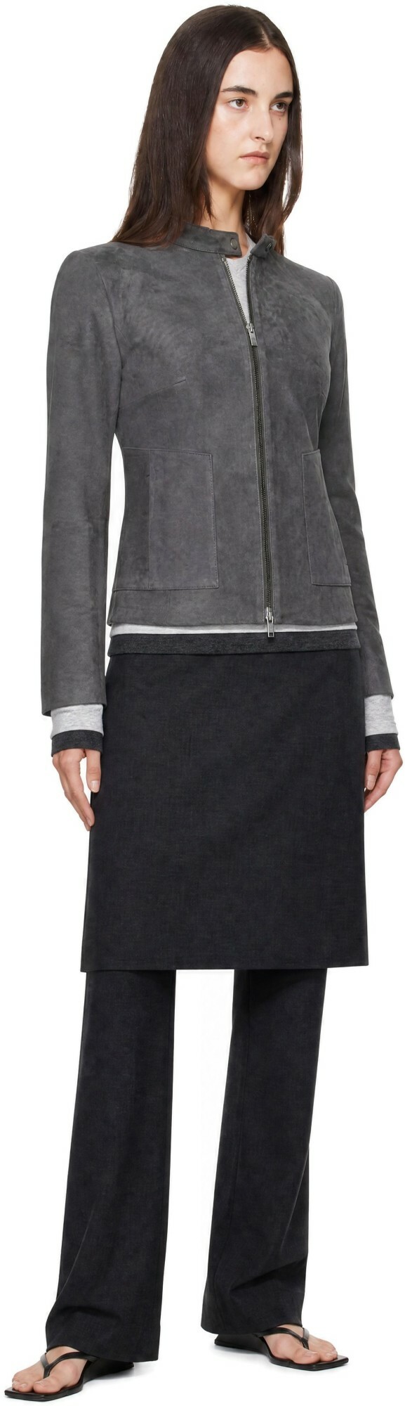 St. Agni Gray Suede Moto Jacket