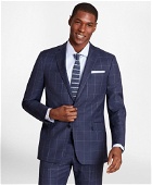 Brooks Brothers Men's Regent-Fit Windowpane Wool Twill Suit Jacket | Blue