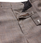 Kingsman - Prince of Wales Checked Wool, Silk and Linen-Blend Suit Trousers - Brown