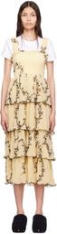 GANNI Yellow Tiered Midi Dress