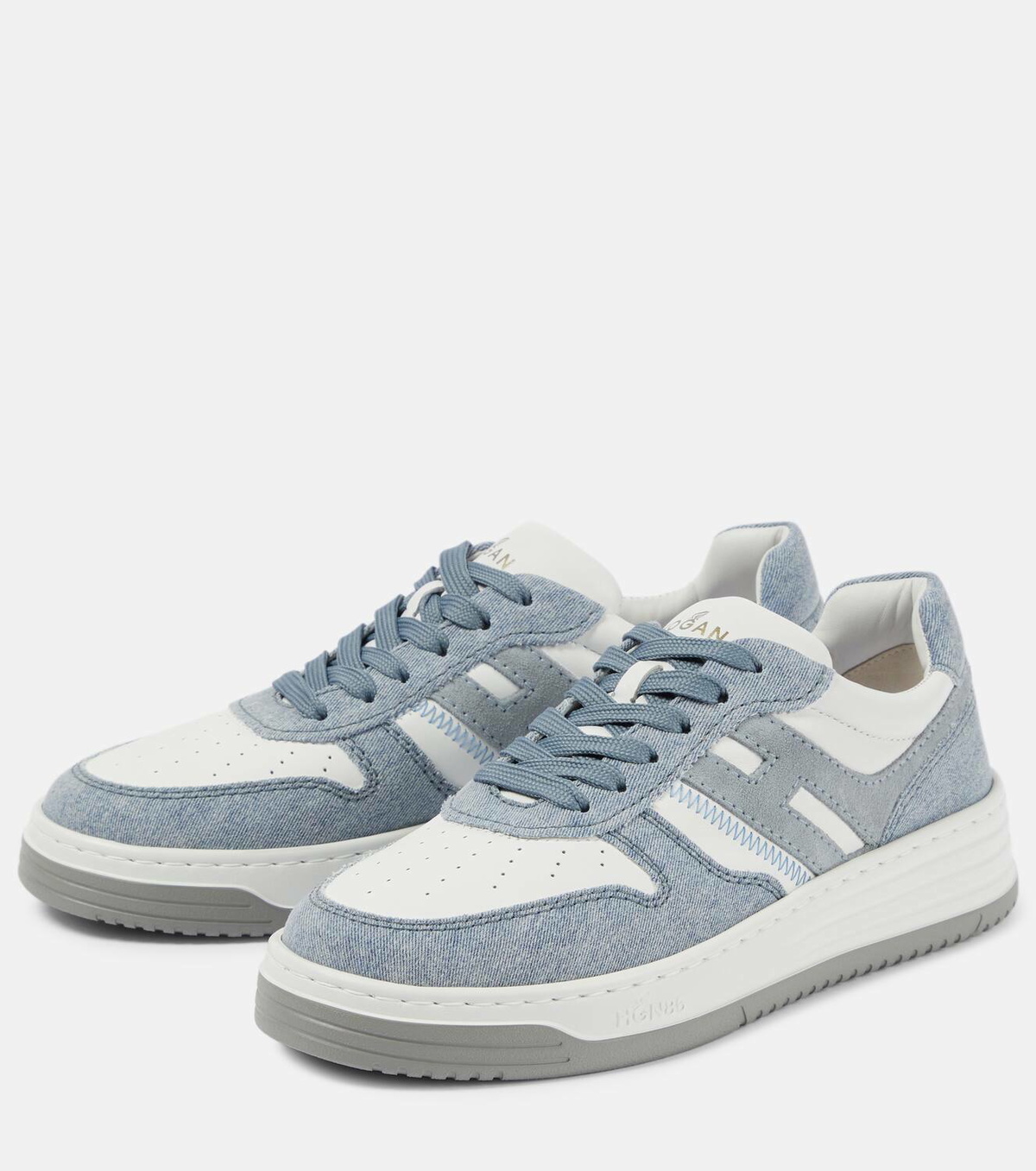 Hogan H630 denim-trimmed leather sneakers Hogan