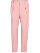 SAINT LAURENT - Cropped Tapered Pleated Wool and Mohair-Blend Trousers - Pink