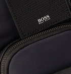 HUGO BOSS - Textured Leather-Trimmed Shell Backpack - Blue
