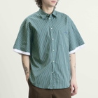Le Père Men's Double Short Sleeve Shirt in Office Green