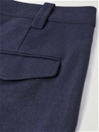 A.P.C. - Renato Straight-Leg Cropped Herringbone Wool-Blend Trousers - Blue