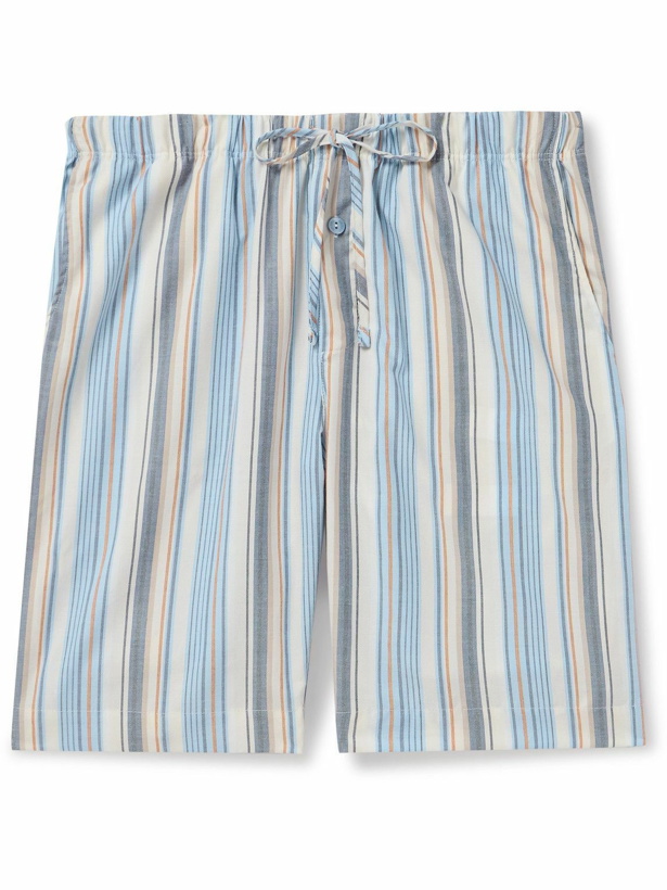 Photo: Hanro - Night & Day Striped Lyocell and Cotton-Blend Drawstring Pyjama Shorts - Blue
