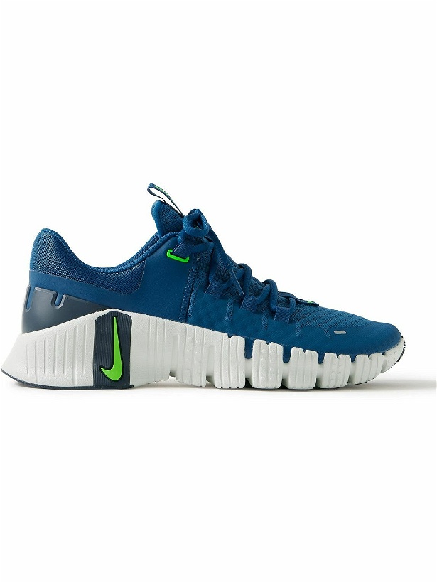 Photo: Nike Training - Free Metcon 5 Rubber-Trimmed Mesh Sneakers - Blue