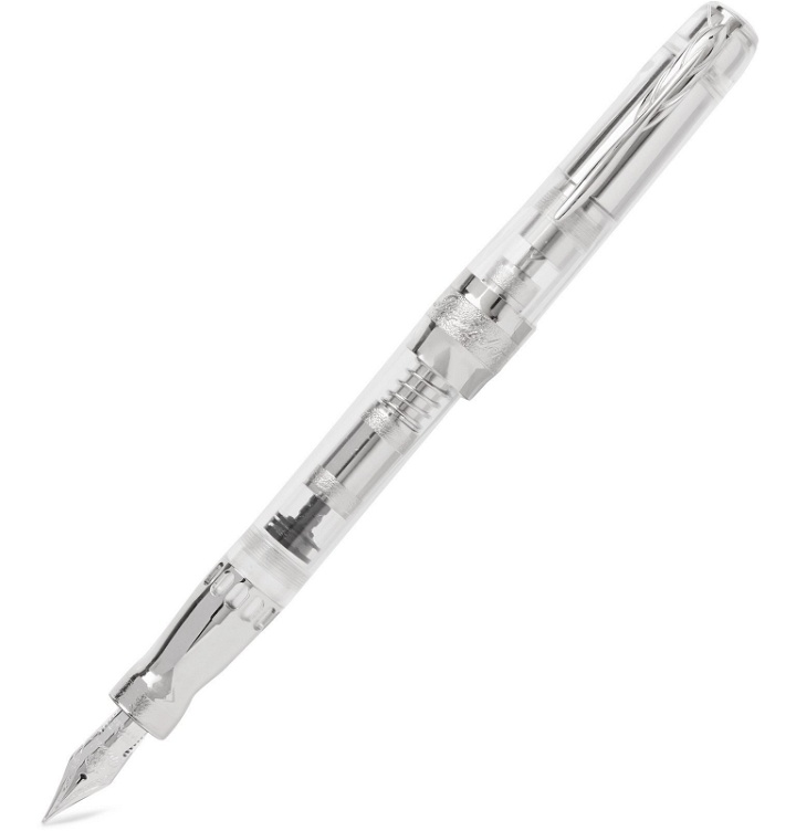 Photo: Pineider - Mystery Filler Rhodium-Plated and Resin Demonstrator Fountain Pen - Silver