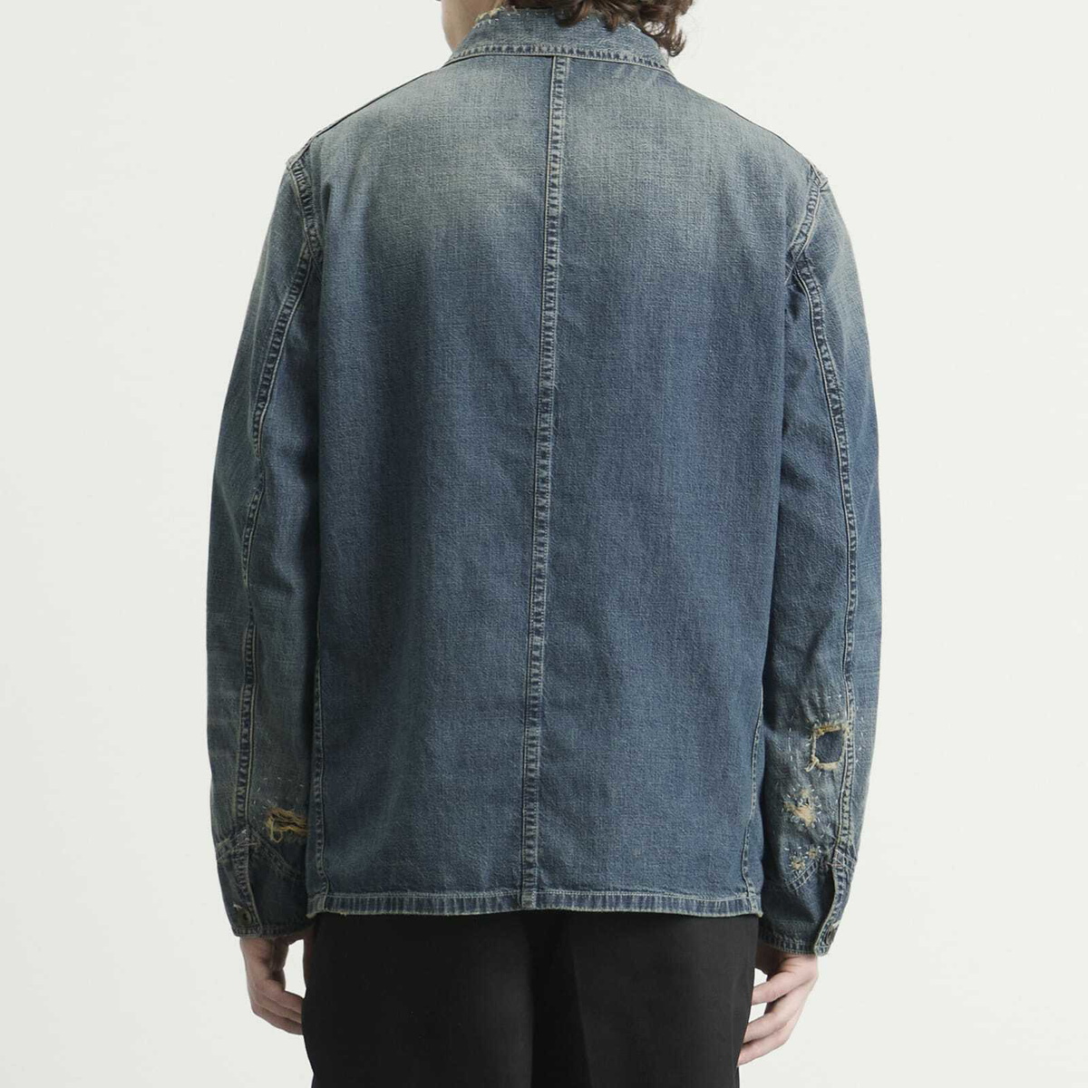 Maison Margiela Men's Denim Shirt Jacket in Washed Blue