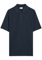 Saint Laurent Logo-embroidered Piqué Cotton-blend Polo Shirt Navy