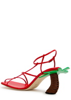 A.W.A.K.E Mode Bianca 65 Palm Tree Leather Sandals Red