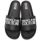 Versace Jeans Couture Black Rubber Logo Slides