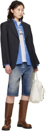 Acne Studios Navy Loose Fit Denim Shorts