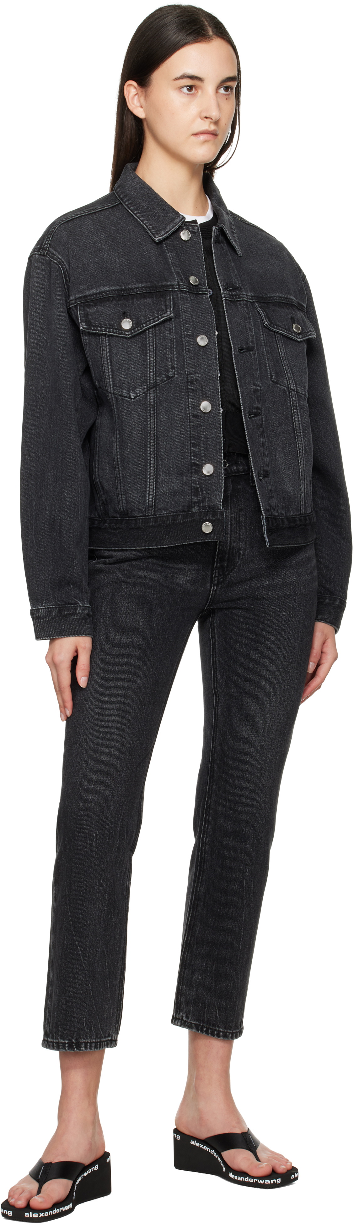 Alexander Wang Gray Oversize Trucker Denim Jacket