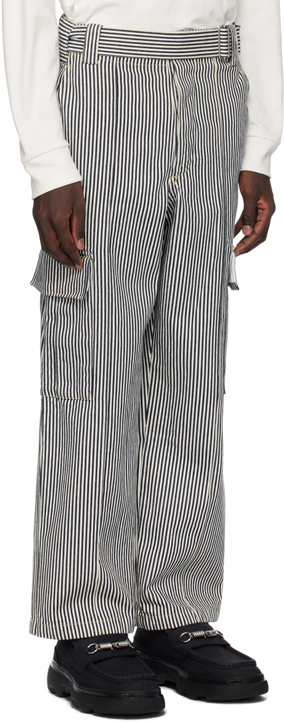 Kenzo Black & White Kenzo Paris Striped Denim Cargo Pants Kenzo
