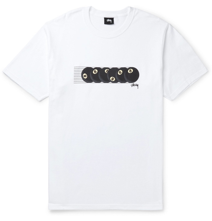 Photo: Stüssy - Printed Cotton-Jersey T-Shirt - White