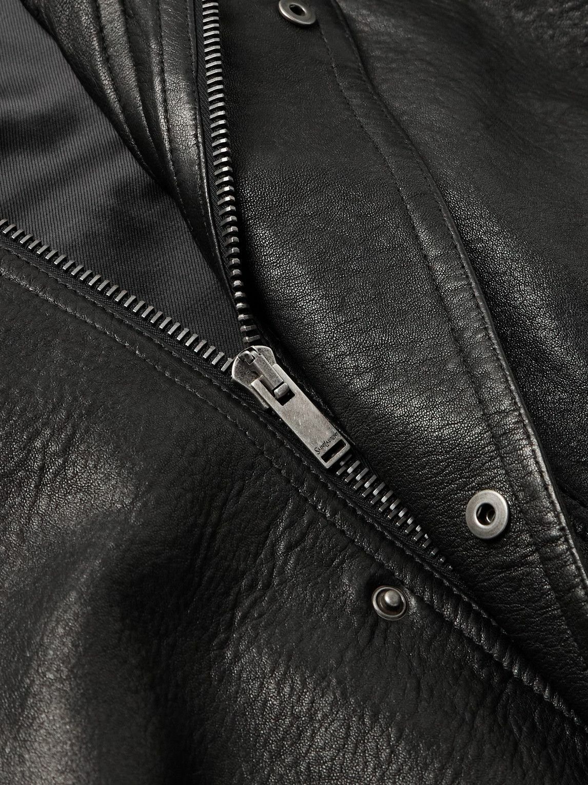 SAINT LAURENT - Full-Grain Leather Bomber Jacket - Black