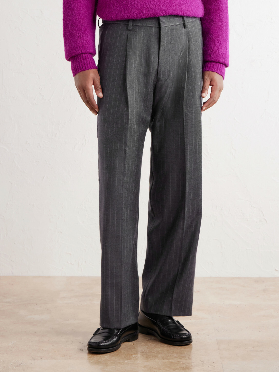NN07 - Kay 10052 Straight-Leg Pinstriped Wool-Blend Twill Trousers - Gray