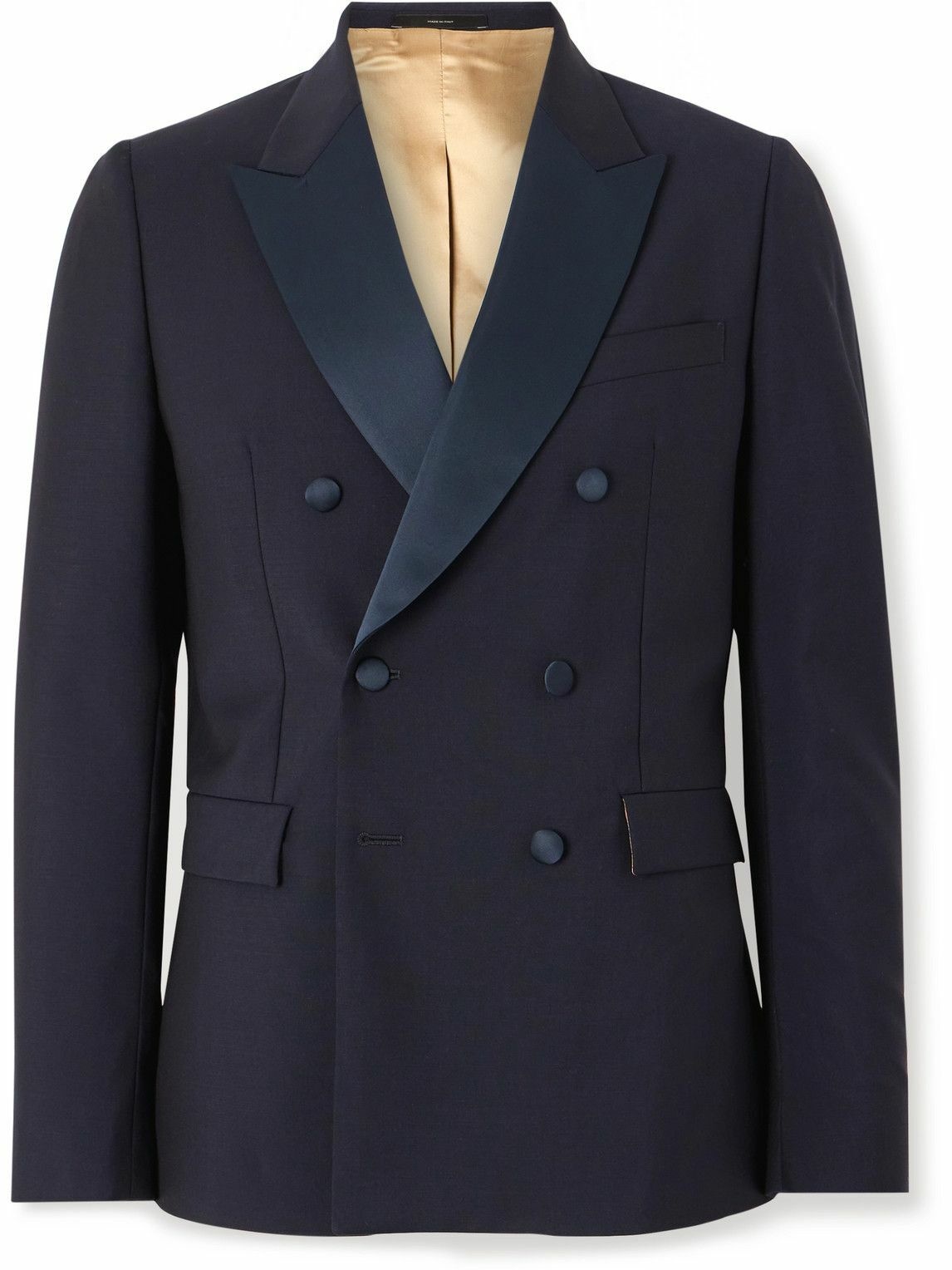Paul Smith - Slim-Fit Double-Breasted Satin-Trimmed Wool and Mohair ...