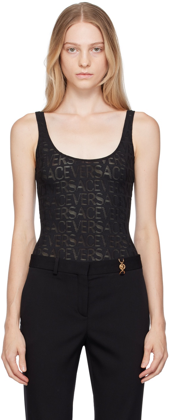 Versace Underwear Black Allover Bodysuit Versace Underwear