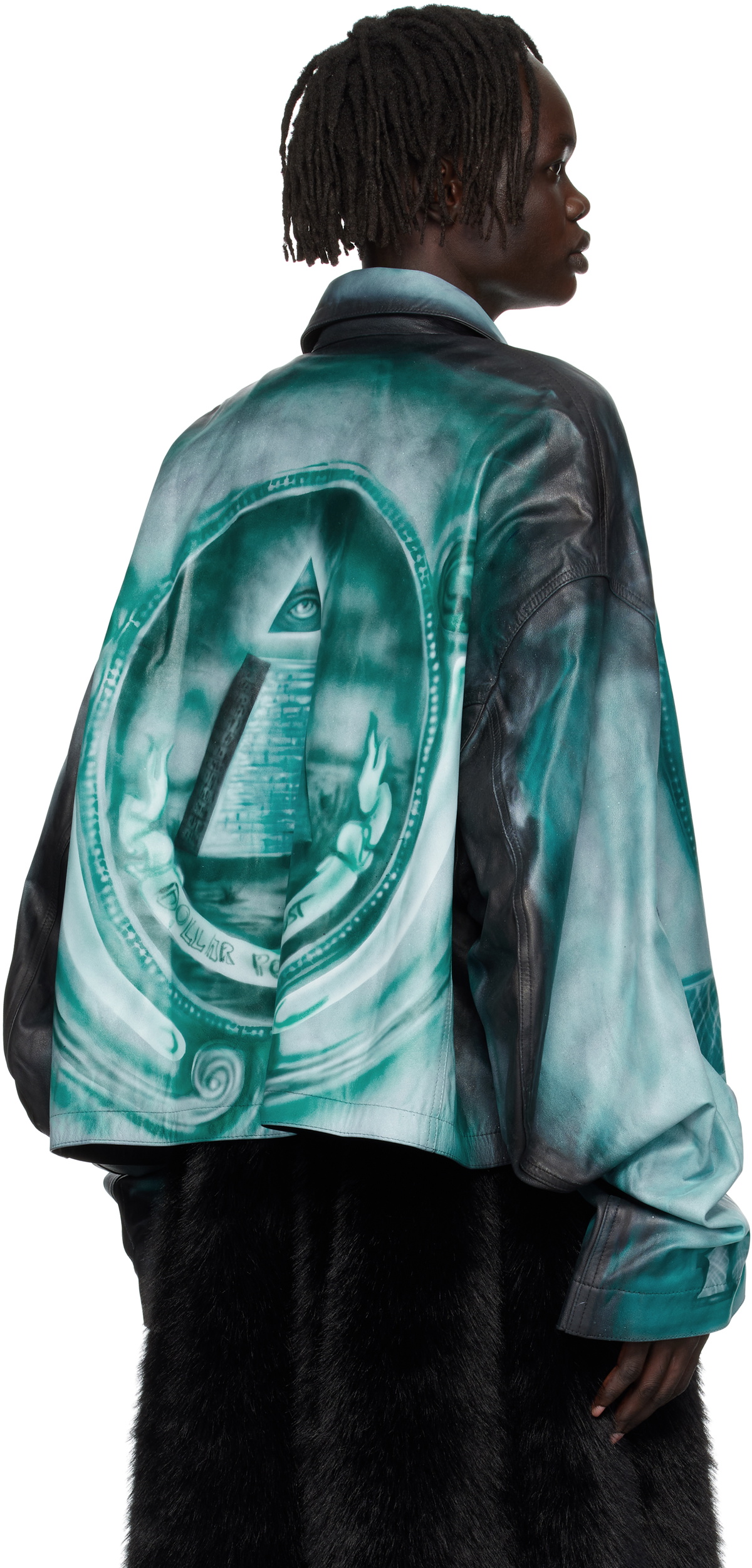 Gerrit Jacob SSENSE Exclusive Black & Green 100$ Leather Jacket