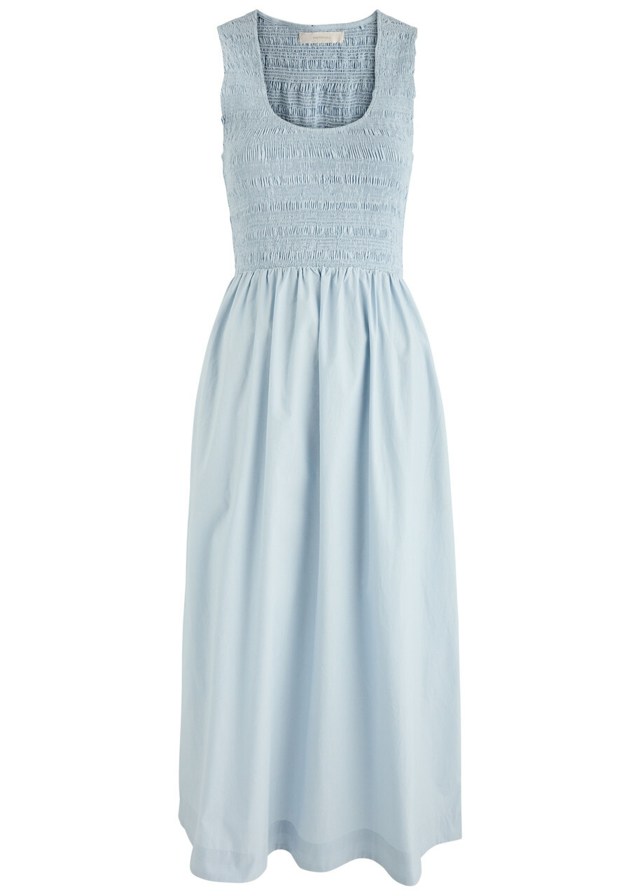 Faithfull The Brand Matera Cotton Midi Dress Light Blue Faithfull The Brand