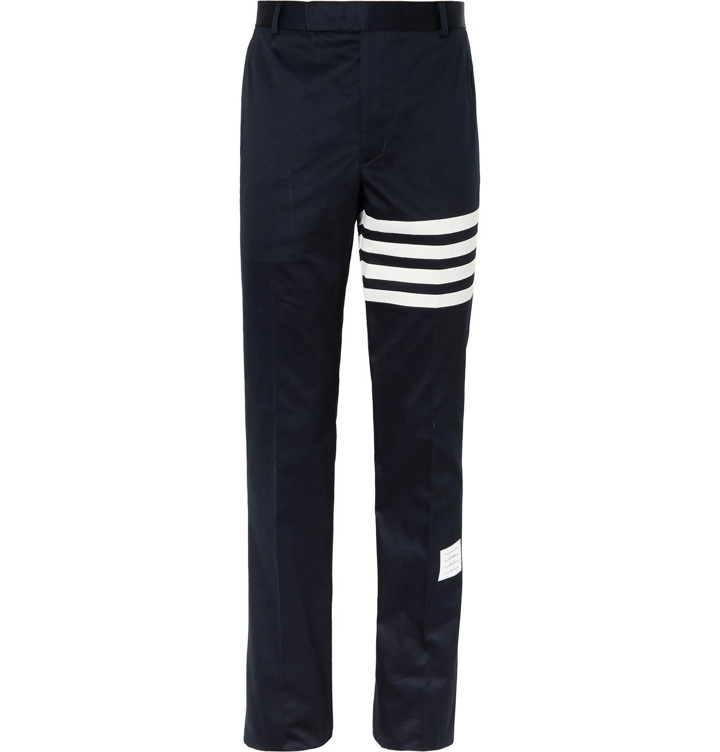 Photo: Thom Browne - Slim-Fit Tapered Striped Cotton-Twill Chinos - Blue