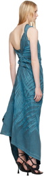 Masha Popova Blue Off-Shoulder Star Denim Maxi Dress