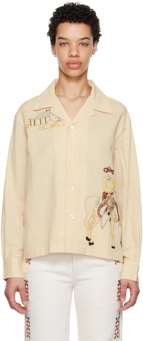 Bode Beige Beaded Buckaroo Shirt Bode