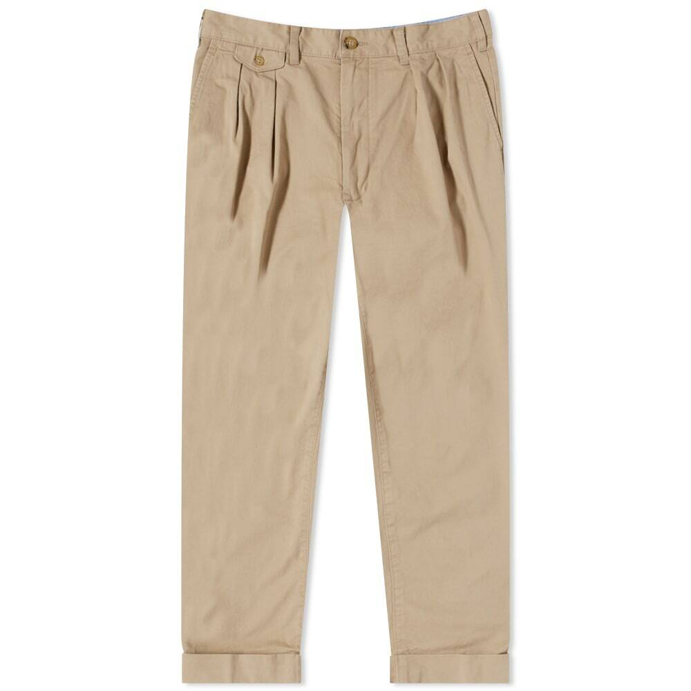 Beams Plus Men's 2 Pleat Chino in Khaki Beams Plus