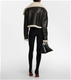 LaQuan Smith Shearling-trimmed leather jacket