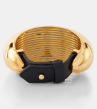 Alaïa Bumper leather-trimmed cuff bracelet